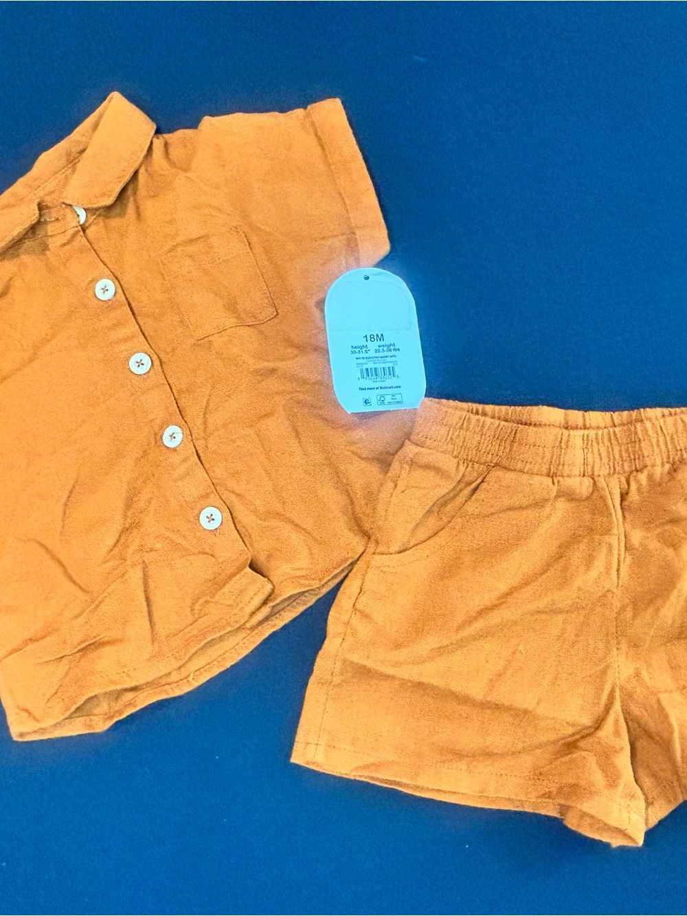 wonder nation Mustard Button-Up Shirt & Shorts Set